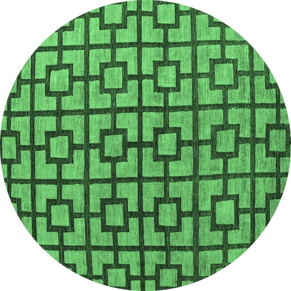 Ahgly Company Indoor Round Oriental Emerald Green Modern Area Rugs, 8' Round