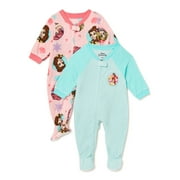 Disney Princess Toddler Girls Pajama Blanket Sleeper, 2-Pack, Sizes 2T-5T