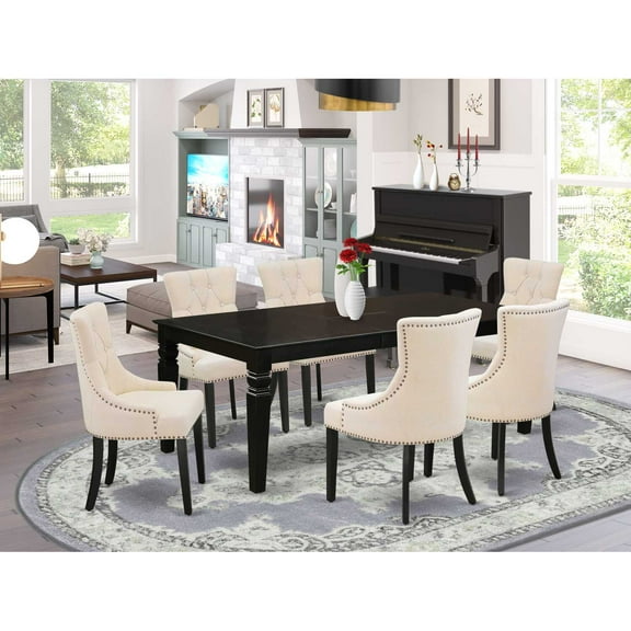 East West Furniture Dining Room Set Black, LGFR7-BLK-02
