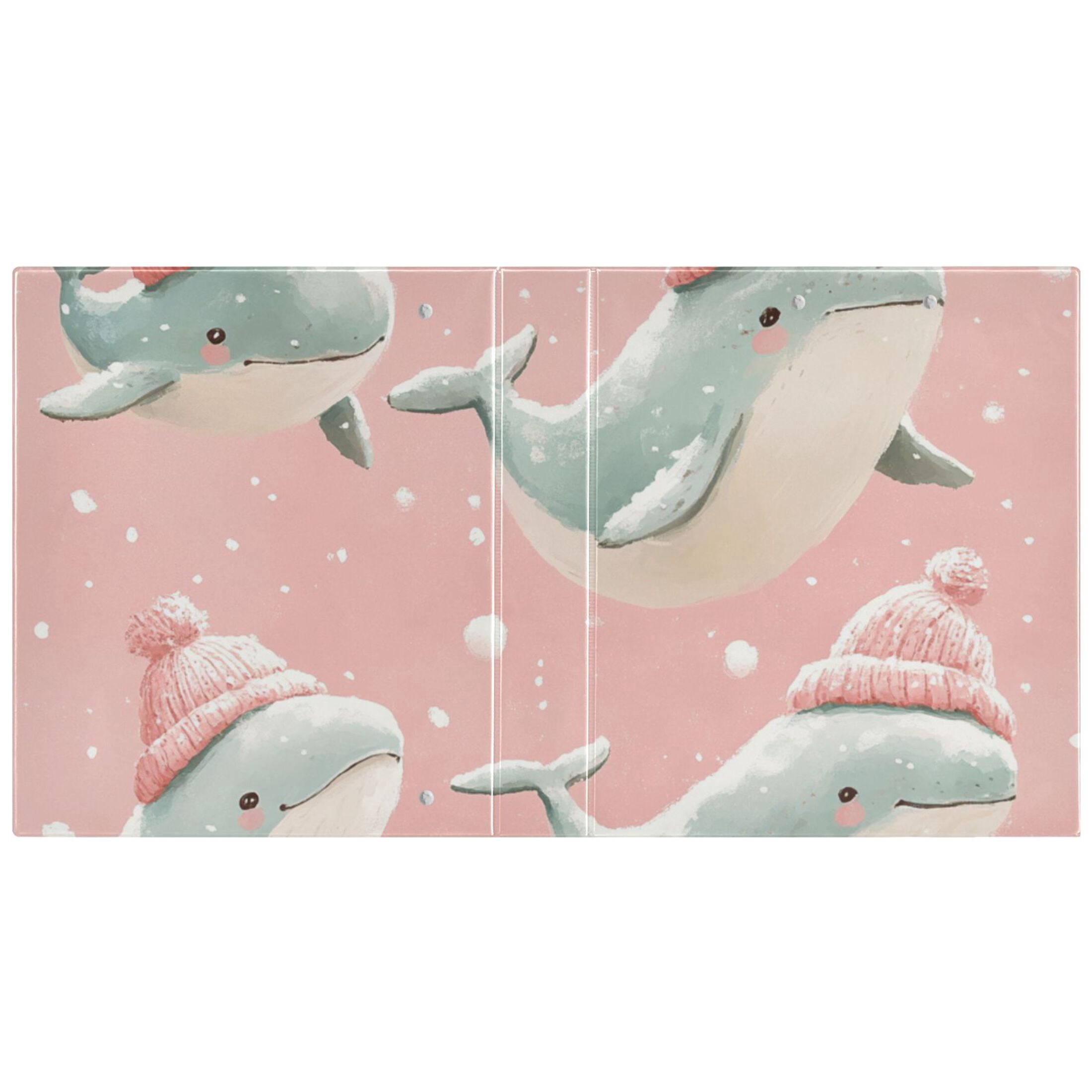 Cute Whales 3 Ring Binders 1.5 inch Hardcover File Folders with Interior Pockets A4 Size Organizer for School Office Hospital