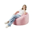 thumbnail image 1 of VEVOR Sillón puff redondo de 3 pies con funda extraíble y terciopelo holandes rosa, 1 of 9