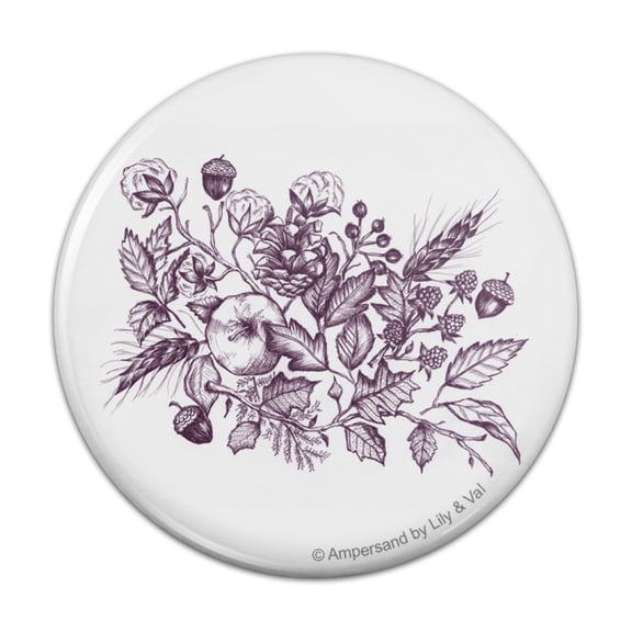 Fall Acorns Foliage Sketch Pinback Button Pin