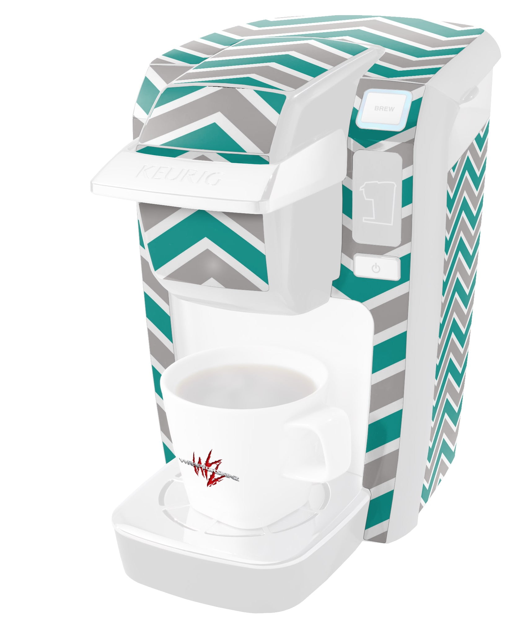 Zig Zag Teal and Gray Decal Style Vinyl Skin fits Keurig K10 / K15