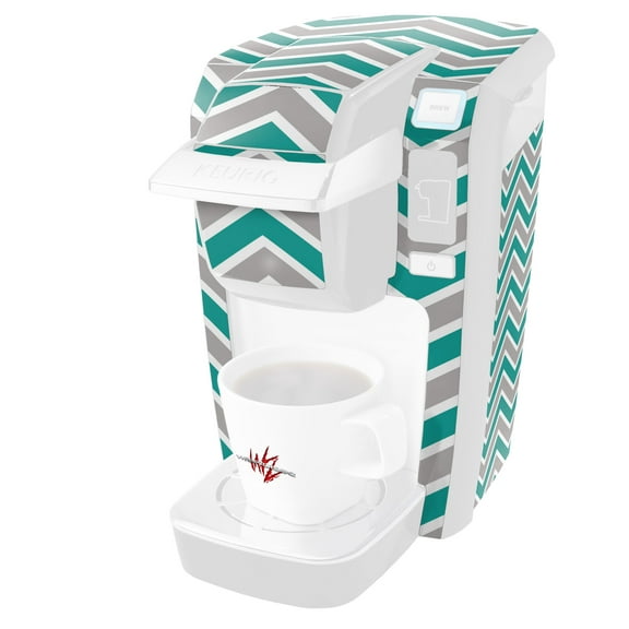 Zig Zag Teal and Gray - Decal Style Vinyl Skin fits Keurig K10 / K15 Mini Plus Coffee Makers (KEURIG NOT INCLUDED)