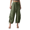 thumbnail image 1 of Women's Solid Color Casual Loose Elastic Waist Drawstring Harem Casual Pants Sweatpants plus Size Women Women's Pants Casual Elastic Waist Women Yoga Pants plus Size Casual Pants Rompers for Women, 1 of 9