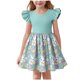 thumbnail image 1 of Vestido de manga corta con cuello redondo y estampado infantil, de poliéster, con mangas voladoras y cuello redondo, talla mediana, para primavera y verano., 1 of 5