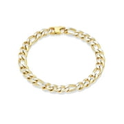 Crucible Jewelry Men's Figaro Chain Matte Two Tone Steel Bracelet (8mm) - 8.5 Inches
