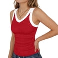 thumbnail image 4 of RUTAYY Women's Tank Tops Summer Ribbed Knit Camisole Sleeveless Tops V-Neck Solid Color Casual Daily Wear Travel Elegant Vest, 4 of 5