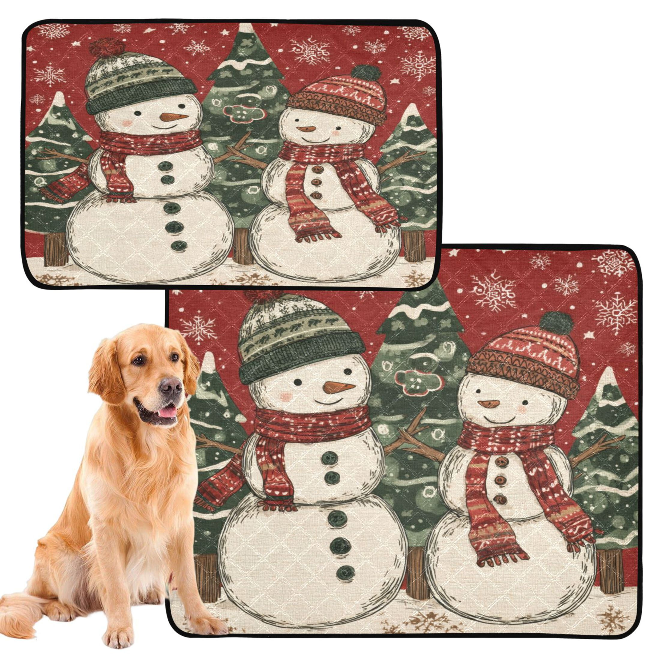 Qxltty Snowman Twins Cat litter Pads Pet Set of 3 Diaper Mats Center Anti-leakage Layer Absorbent Soft and Comfortable