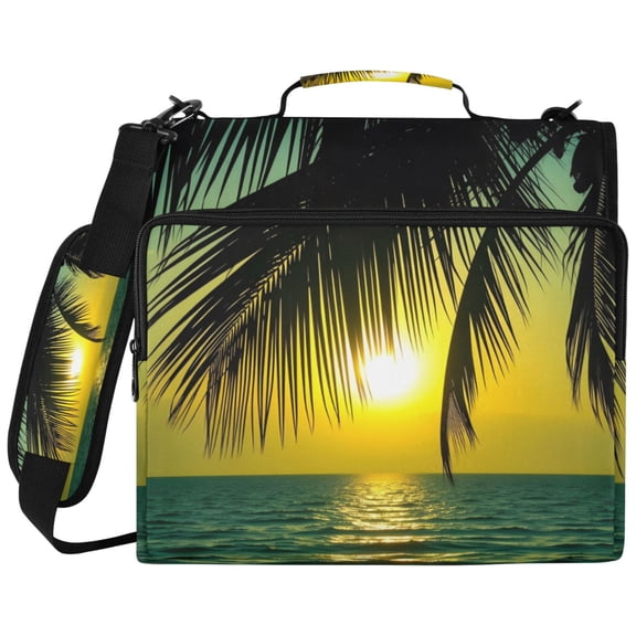 ALAZA Zipper Binder Palm Sea Sunset Pattern 2 inch 3 Ring 500 Sheet Capacity Trapper Keeper File Folder Organizer Bag