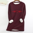 thumbnail image 2 of Ichuanyi Womens Fall Tops, Clearance Women Thick Faux Fleece Thanksgiving Sweatshirt Christmas Print Velvet Warm O-neck Underwear Top, 2 of 3