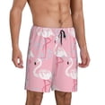 thumbnail image 2 of Balery Pink Flamingo Pantalones cortos de pijama de punto de algodón para hombre con cinturilla y bolsillos-XX-Large, 2 of 6