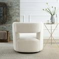 thumbnail image 5 of Comfy Round Swivel Chair With Elegant Curve - Adds Style To Bedroom Fabric For Living Room Easy Assemble, 5 of 6