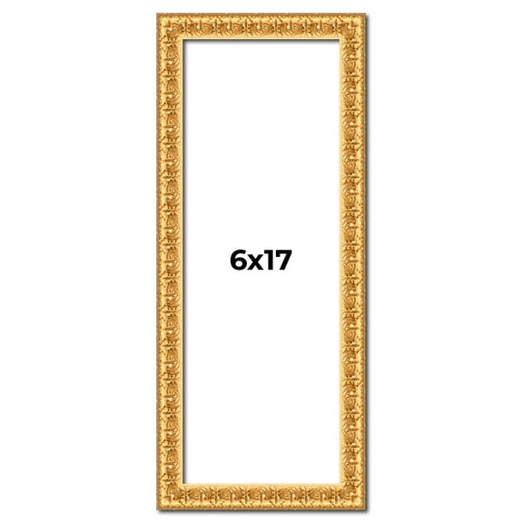 6x17 Frame Gold Real Wood Picture Frame Width 1 inches | Interior Frame Depth 0.5 inches | Edwina
