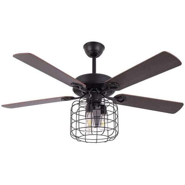 52 Inch Vintage Ceiling Fan Classical With 3 Lights 5 Wooden Reversible Blades Sd Led Remote For Living Room Bedroom Black Without Light Source Com 52 Inch Vintage Ceiling Fan Classical, Vintage Look Ceiling Fans