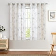 thumbnail image 2 of Curtainking Linen Curtains Floral Embroidery Window Curtains 63 inch Farmhouse Light Filtering Drapes for Living Room Bedroom Grommet 2 Panels Grey, 2 of 7