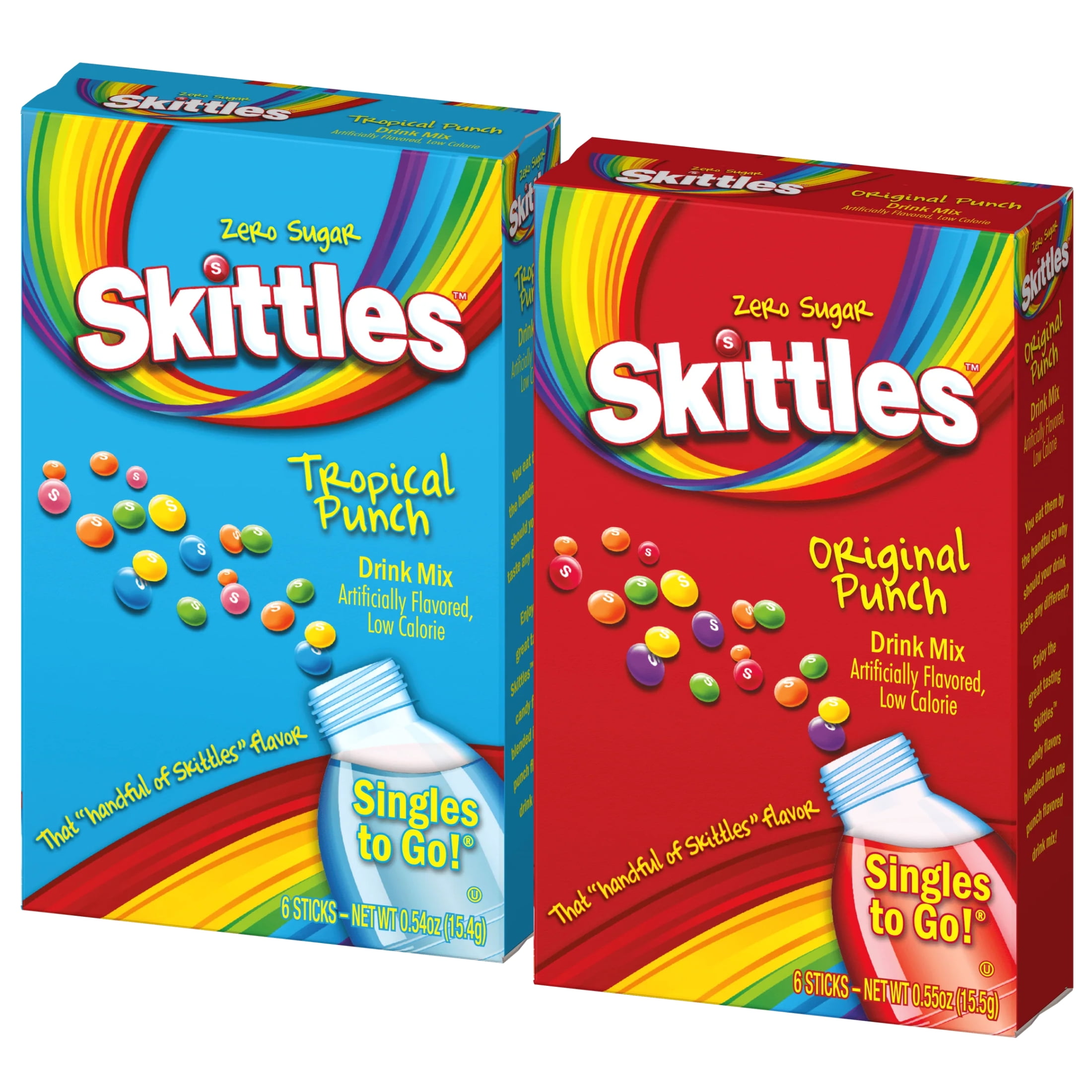 Skittles Original And Tropical Punch Singles To Go Drink Mix Zero Sugar ...