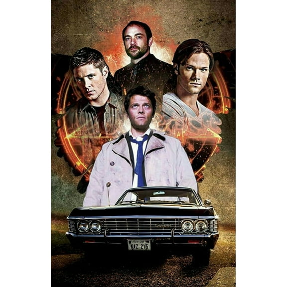 Supernatural 5D DIY Diamond Art Painting by Number Kits Horror film 12x16 Inch for Round Full Drill Rhinestone Cross Stitch Mosaic Art for Home Wall Decoration