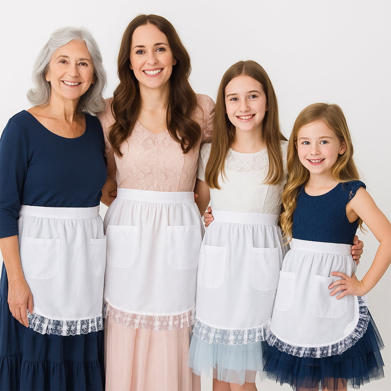 Aspire Waist Apron with Pockets, Women's Kitchen White Half Apron