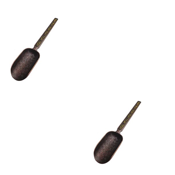 Ounissouiy Cucharas de té de cobre antiguo chino, soporte para elegir hojas de té, diseño especial, accesorios para cucharas de té kungfú No.02 2Conjunto
