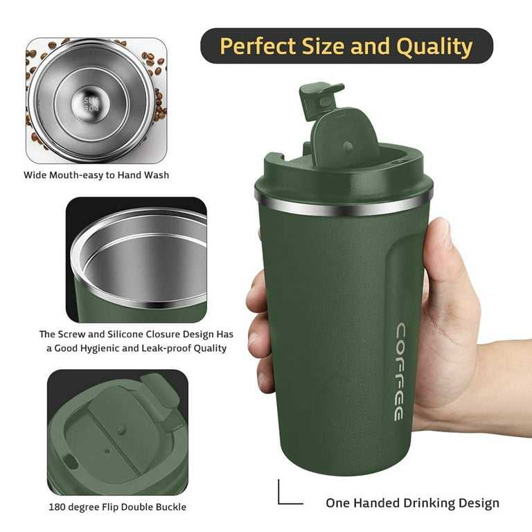 Yirtree Insulated Coffee Mug , 10/11oz Vacuum Stainless Steel Tea Tumbler  with Lid , Double Wall Leak-Proof Thermos Mug for Travel Office School  Party