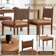 thumbnail image 4 of Dayalane Mid Century Modern Dining Chairs Set of 4, PU Upholstered Kitchen Chairs with Woven Back,Farmhouse Wooden Armless Chairs for Dining Room, Kitchen, Restaurant, Hotel,Brown, 4 of 8