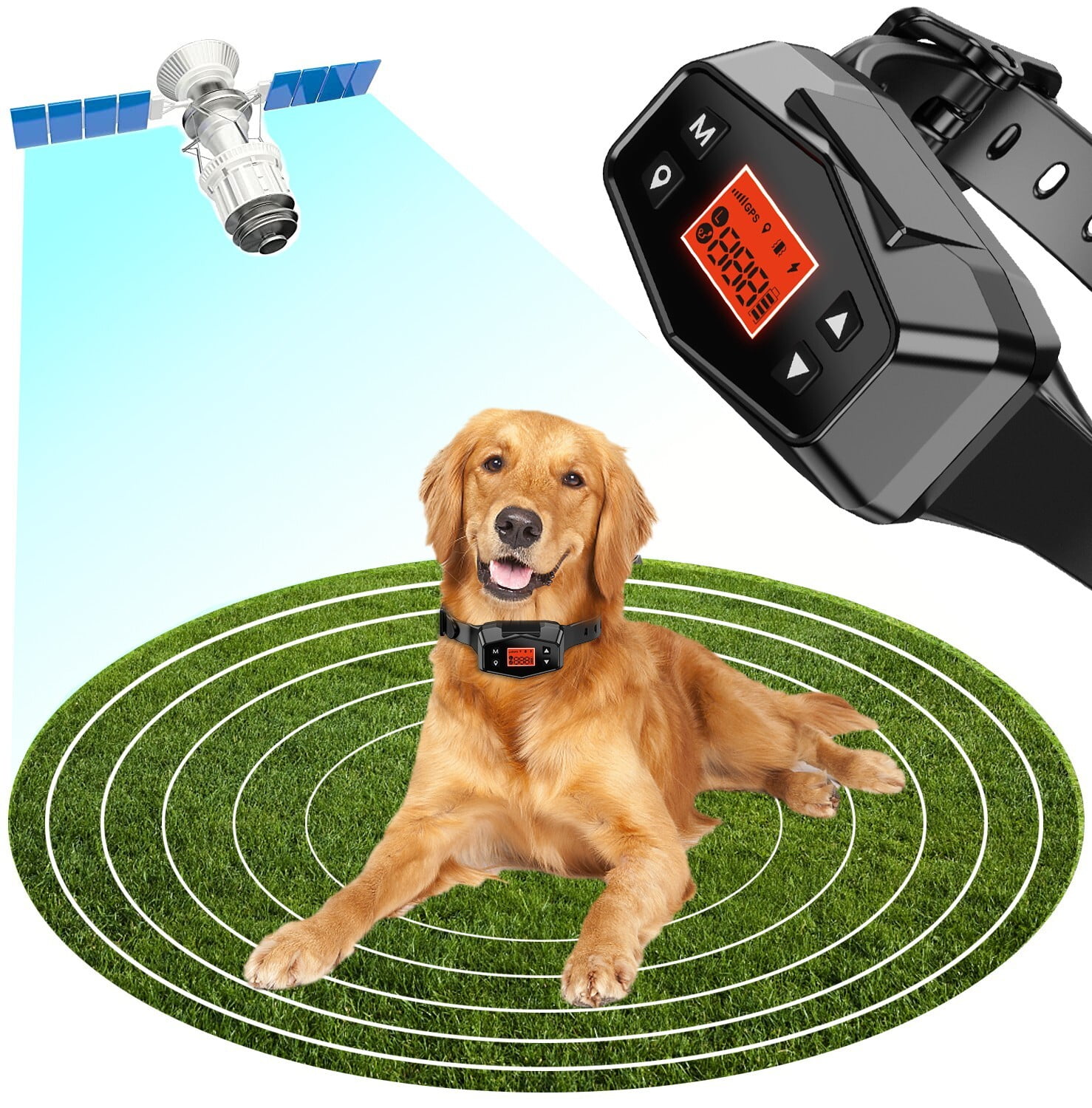 GPS Dog Fence Training Collar, Wireless Pet Containment System, IPX7