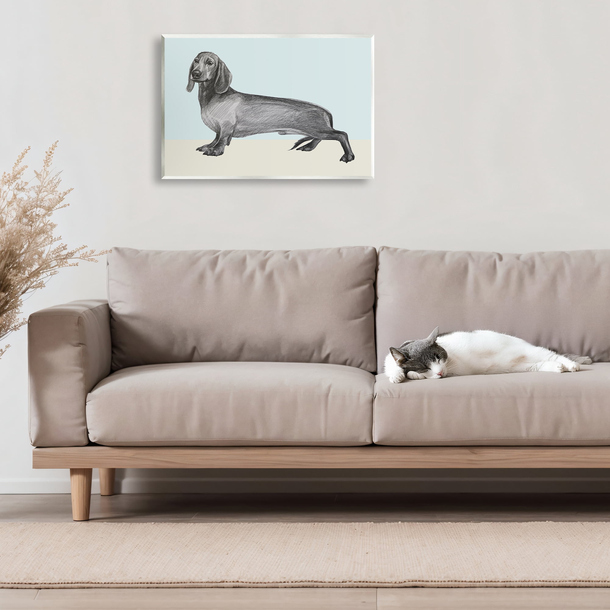 Stupell Industries Sketched Dachshund on Blue Wall Plaque Art, design by Violeta Vollmer