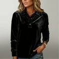 thumbnail image 2 of HAPIMO Women's Quarter Button Pullover Tops Velvet Shirts Comfy Long Sleeve Lapel Collar Tops Lightweight Casual Dressy Blouses Black S, 2 of 8