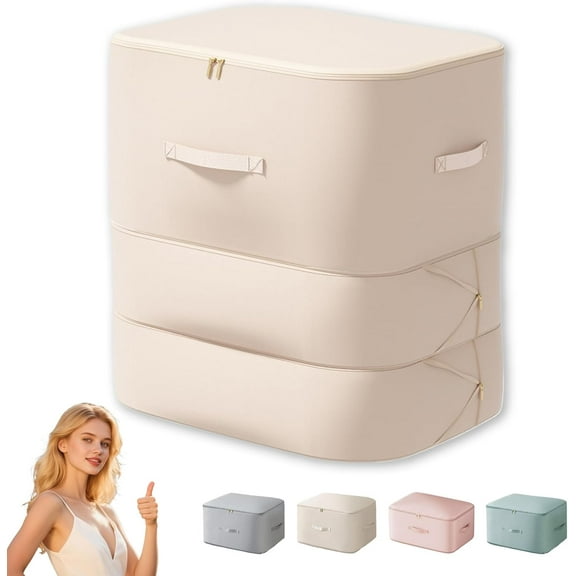 2025 New 3-Layer Ultra Space Saving Self Compression Organizer, Large Capacity Storage Bag with Zipper, Compression Bags for Comforters Blankets Bedding Duvet