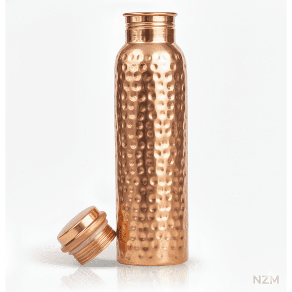 34oz Pure Copper Water Bottle for Drinking – Leak Proof Lid – 1000 mL Ayurvedic Hammered Copper Water Bottle
