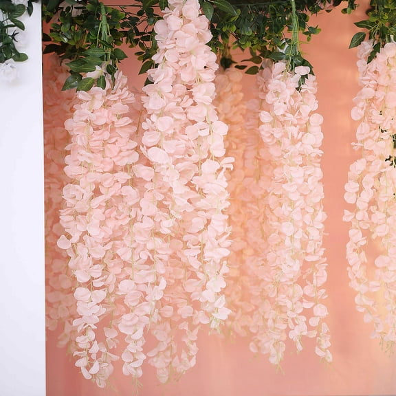 Efavormart 42" | Blush | Rose Gold | Artificial Wisteria Vine Hanging Garland