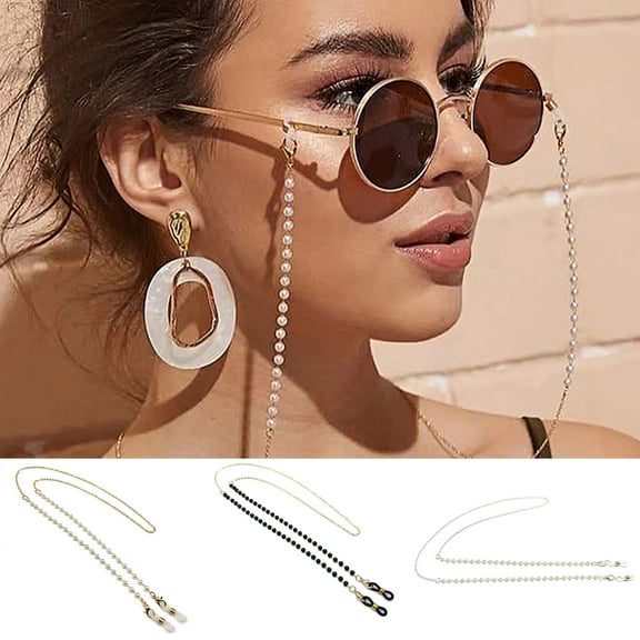 harmtty Faux Pearl Wear Resistance Eyeglass Chain Alloy Anti-lost Lightweight Sunglasses Chain Glass Accessories,Golden