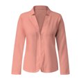 thumbnail image 4 of MAWCLOS Women Cardigan Jacket Solid Color Blazers Long Sleeve Business Jackets Casual Work Stand Up Neck Coat Pink XXL, 4 of 6