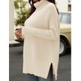 thumbnail image 3 of GHSDFBB Chandail à Col Roulé Surdimensionné d'Automne pour Femme, Décontracté, Manches Chauve-Souris Longues, Tunique à Ourlet Fendu, Tricot, Chandail, Jumper, Hauts, 3 of 4