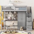 thumbnail image 2 of Loft Bed Full Size with Desk, Full Size Loft Bed with Bookshelves and 4 Steps Storage Staircase, Built-in Large Drawers and Wardrobe, Full Loft Bed for Dorm, Boys & Girls, Teens, Grey, 2 of 9