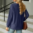 thumbnail image 7 of Sweatshirts Clearance Womens Fall Clearance Clothes $5.00 Fashion V Neck Button Lace Long Sleeve Loose T shirt, 7 of 7