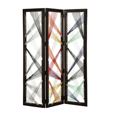 Contemporary 3 Panel Traverse Screen Room Divider With Black Finish