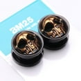 thumbnail image 4 of A Pair of Blackline Golden Rustic Skull Screw-Fit Tunnel Plug, 4 of 4