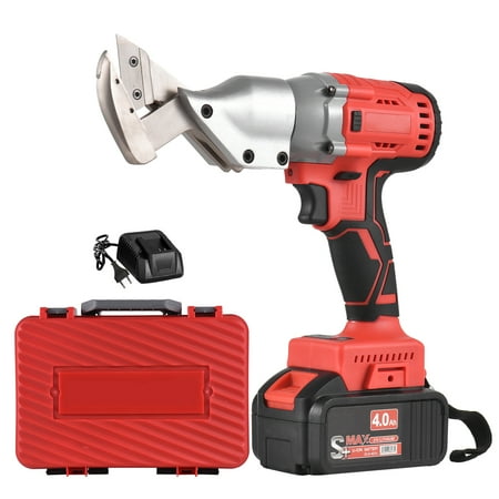 

21V Brushless Cordless Tin Snips Scissor 4.0Ah Rechargeable Li-ion Battery Electric Scissors Metal Sheet Shear Cutter Scissors Stepless Speed Regulation 320nm Handheld Power Tool for Iron S
