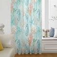 thumbnail image 5 of Teal Red Coastal Sheer Curtains 54 Inches Long, Nautical Seahorse Beach Coral Starfish Light Filering Curtains, Breathable Simi Curtain Privacy Drapes for Kitchen Bathroom Small Window Treatment, 5 of 9