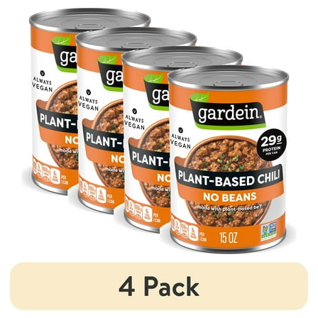 (4 pack) Gardein Plant-Based Chili No Beans, 29g Protein Per Serving, Vegan, 15 oz. Can