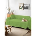 thumbnail image 3 of Green Couch Cover, Solid Color Simple Abstract Fashion Light Color Sofa Cover Blanket for 2 Seat Cushion, Sectional Sofa Slipcover Furniture Protector for Living Room Bedroom 71''x102'', 3 of 9
