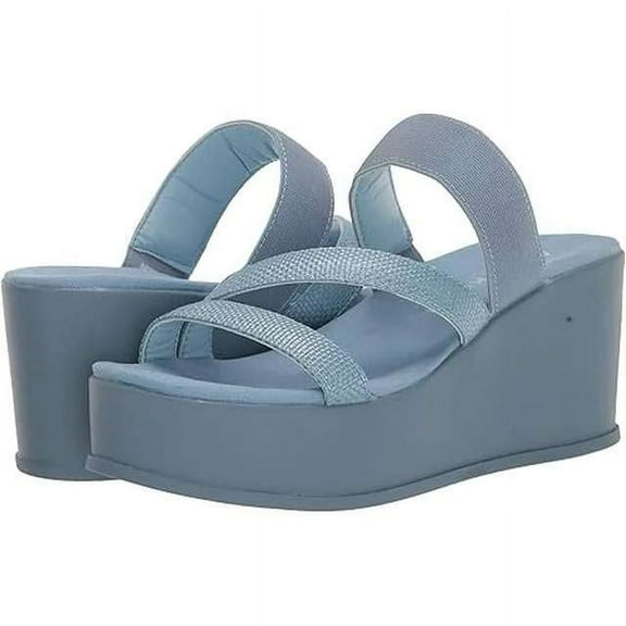 Anne Klein Womens AKVENTI Slip On Lifestyle Wedge Sandals Blue size 8.5