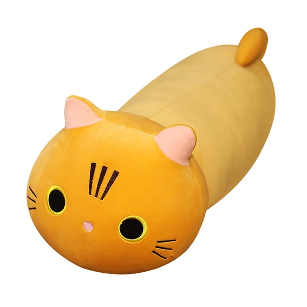 Almohada de peluche suave y linda con forma de gato, juguete de peluche largo y abrazable
