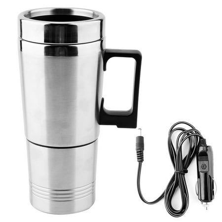 

350ML + 150ML Stainless Steel Car Electric Kettle Coffee Tea Thermos Water Heating Cup 12V