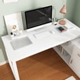thumbnail image 3 of WIAWG L Shaped Writing Desk with Drawer and Open Shelves, 55" Office Desk Computer Table with File Cabinet, 3 of 8