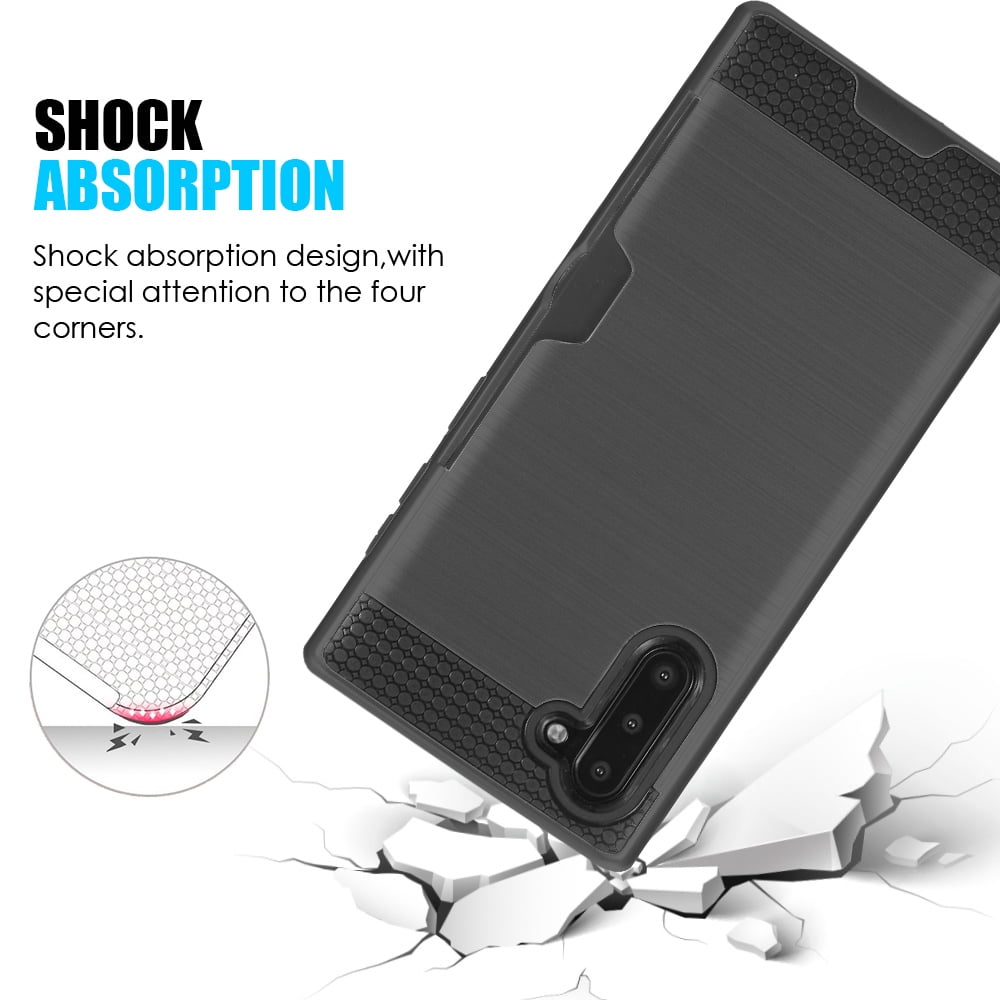 Hybrid Rugged Case Designed for Galaxy Note 10 (2019) With Rotating Ring Holder And Dedicated Card Slot (Black)
