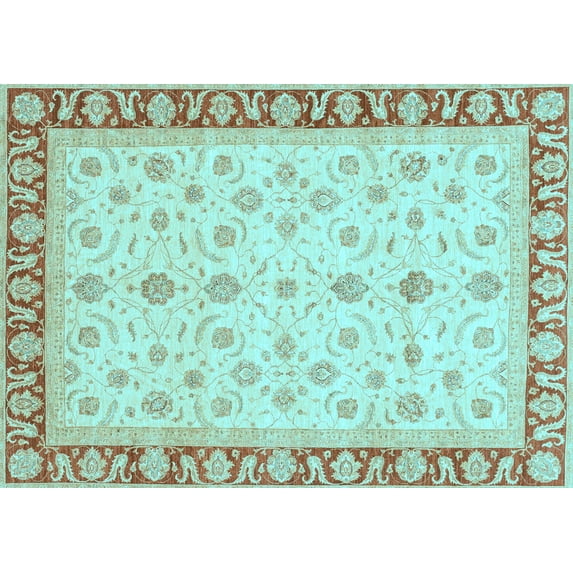 Ahgly Company Indoor Rectangle Oriental Light Blue Modern Area Rugs, 2' x 4'