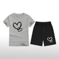 thumbnail image 2 of Hrsba Fashion Boy And Girls' Casual Short Sleeve Round Neck Collar Botton Solid Color Short Pants Sets,Toddler Summer Short Sleeve Round-Neck Blouses & Shirts Sets, 2 of 3